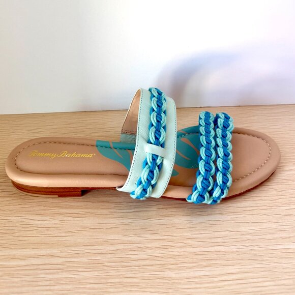 New Tommy Bahama Women's Sade Flat Sandal Turquoise Hard to Find - Picture 3 of 4